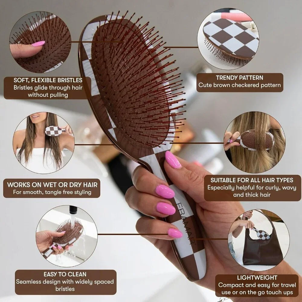 Hair Brush Detangler – Wet Hair Brushes For Women - Premium Hair Brush Cleaner T